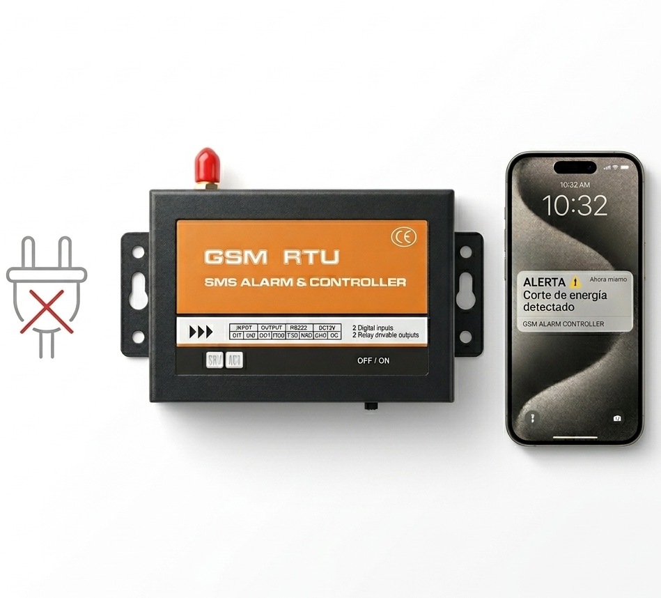 Alarma de corte de energía con aviso SMS